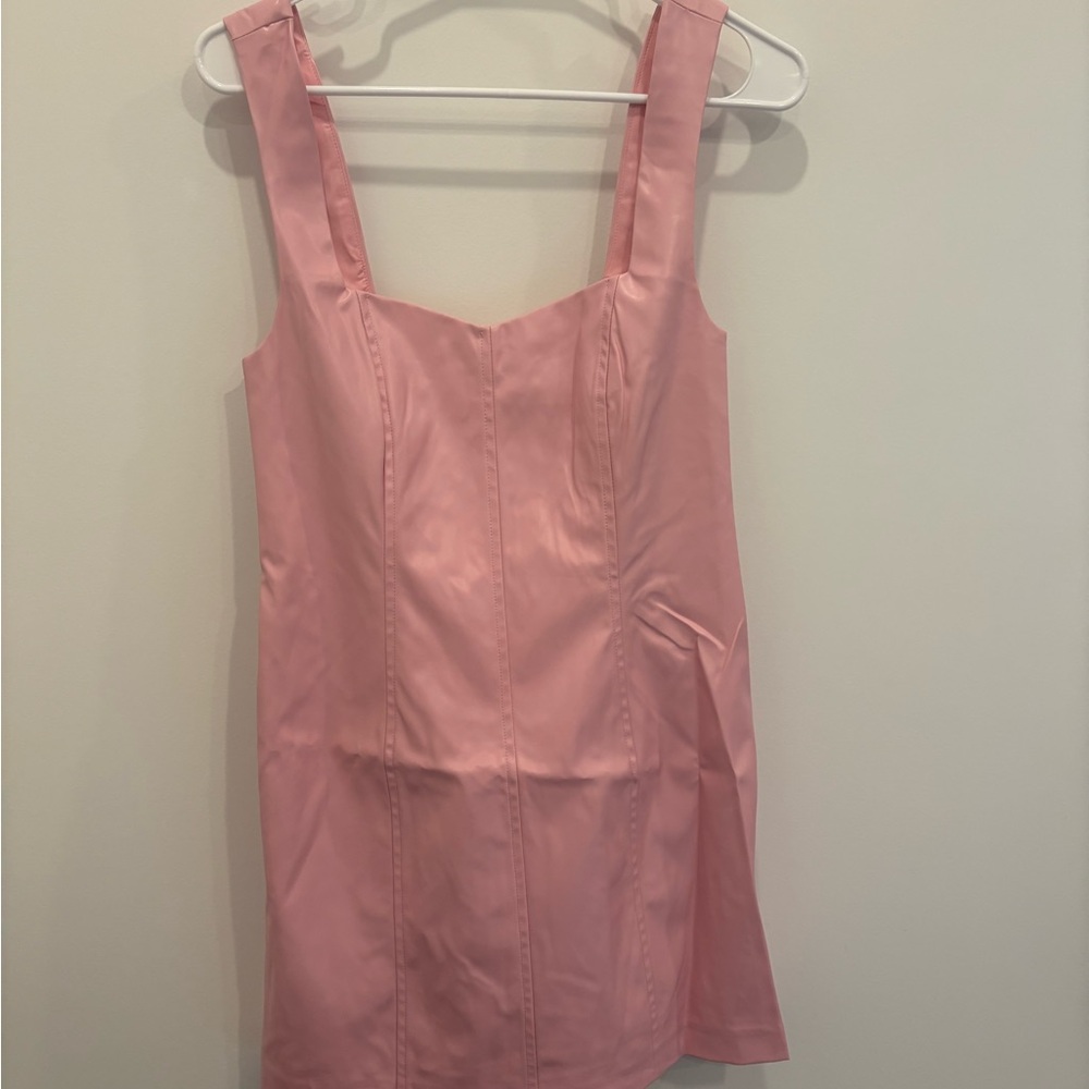 Show Me Your MuMu Woods Faux Leather Pink Mini Dress - Picture 3 of 7